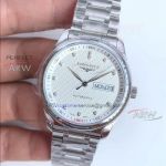 Perfect Replica Longines Master Collection Day-Date White Gold Swiss Luxury Replica Watches 